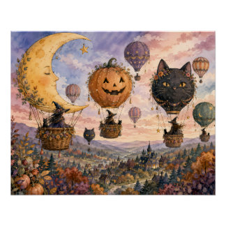 Póster Balão de Ar Quente Fantasia de Halloween Caprichos