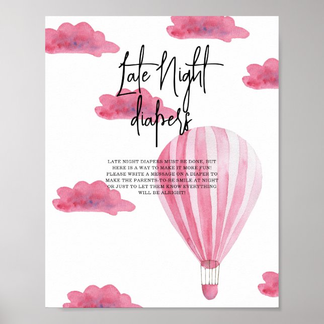 Poster Balão de ar quente - Fraldas de noite (Frente)