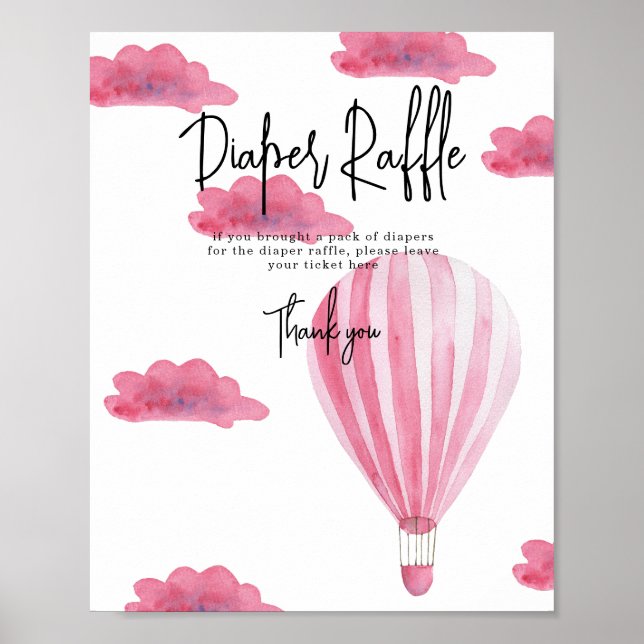 Poster Balão de ar quente - Sorteio de fraldas (Frente)