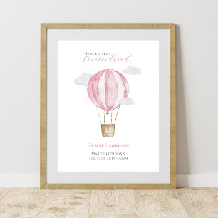 Poster Balão de Ar Rosa de Cores Aquáticas de Ensino Pers