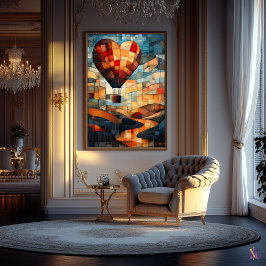 Poster Balão de Coração sobre Paisagem Serena