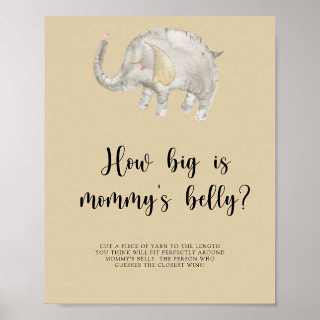Poster Balão de Elefante Quão grande é a barriga da mamãe (Frente)