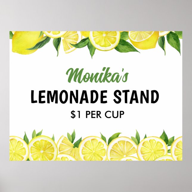 Poster Balão de Limonada Personalizado Aquarela (Frente)