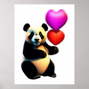 Poster Balão de namorados e coração, Dia de os namorados