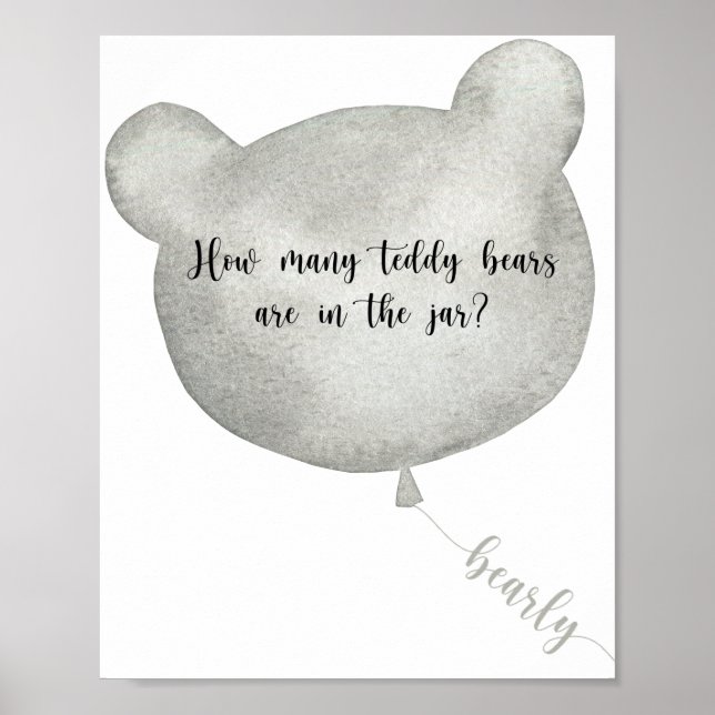 Poster Balão de urso adivinhe quantos ursinhos de pelúcia (Frente)