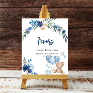 Poster Balão de Urso Azul Real da Aquarela