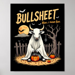 Poster Balão de Vaca Fantasma Trocadilho De Halloween Com