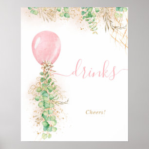 Poster Balão Rosa Eucalyptus Foliage Garland Bebe