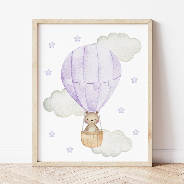 Poster Balão Vermelho-Roxo, Animais, Urso, Estrelas (Criador carregado)