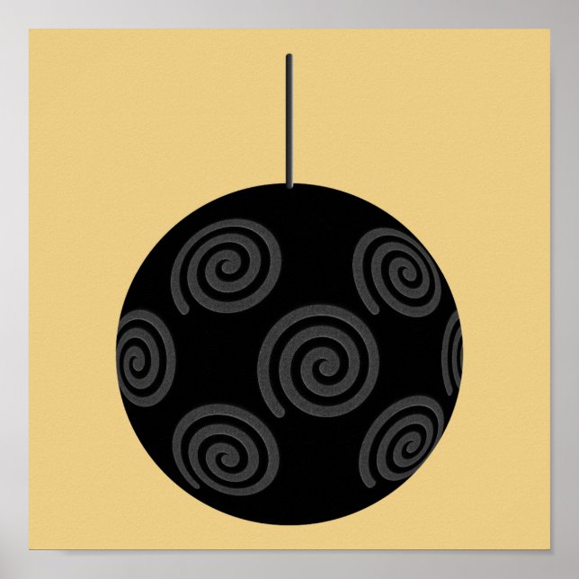 Póster Balas de Natal em preto e Cinza em Dourado. (Frente)