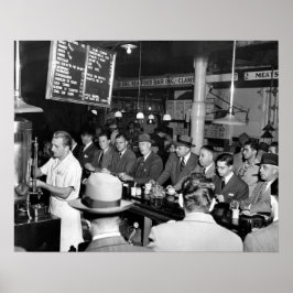 Póster Balcão de almoço do Pete, 1950. Foto antiga