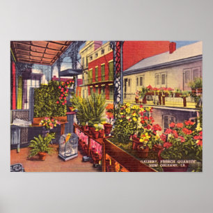 Póster Balcão do bairro francês de Nova Orleães Louisi