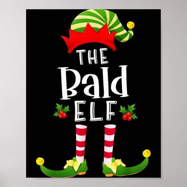 Poster Bald Christmas Elf Matching Pajama X-mas Party  (Frente)