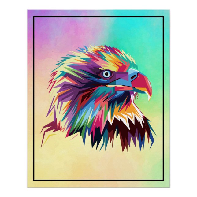 Póster Bald Eagle - Design Geométrico Prismático - 80590 (Frente)