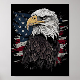 Poster Bald Eagle EUA Bandeira Americana Homens Gráficos