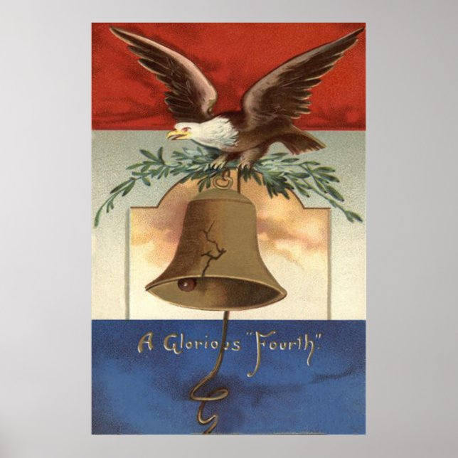 Póster Bald Eagle Liberty Bell 4 de julho (Frente)