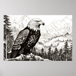 Poster Bald Eagle Peaceful Nature Desenho De Prairie