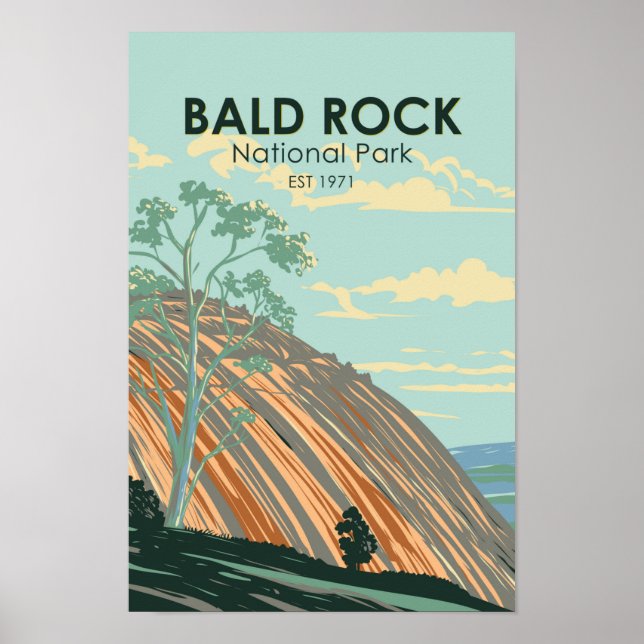 Poster Bald Rock National Park Austrália Vintage (Frente)