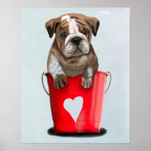 Poster Balde de Amor Bulldog Vermelho