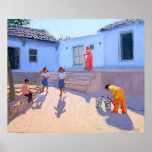 Póster Baldes de água de enchimento Rajasthan India