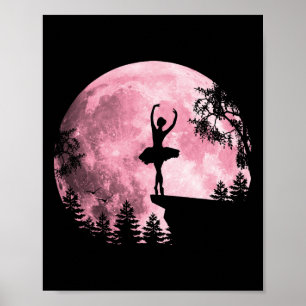 Poster Balé Dançando Rosa Lua de Cheio Ballerina Menina