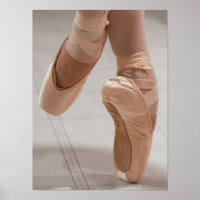 Póster Balé Dancer en Pointe, Pés, Calçados de Satin Rosa (Frente)