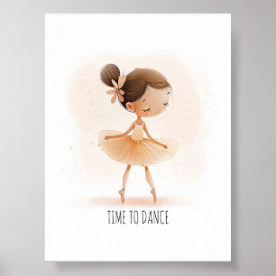 Poster Balé De Ballerina Bonita Para Dança De Watercolor