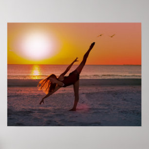 Póster Balé do por do sol na praia