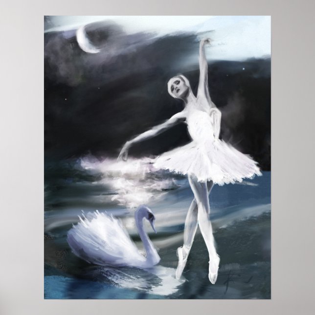Poster Balé: Luz de lua no lago de Swan (Frente)