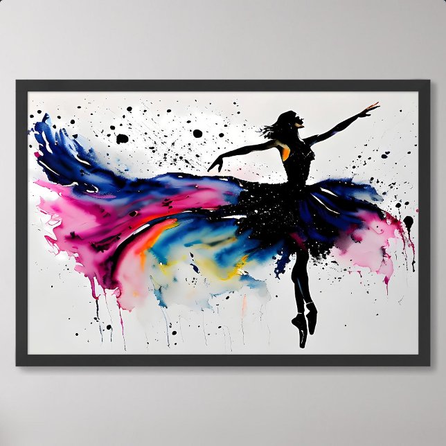 Poster balé pintando bailarina bailarina bailarina (ballet painting dance girl ballerina watercolor)