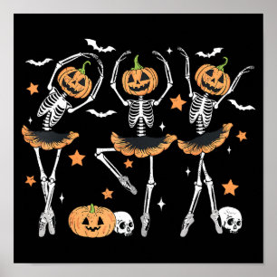 Poster Balé Pumpkin Esqueleto Assustador Halloween
