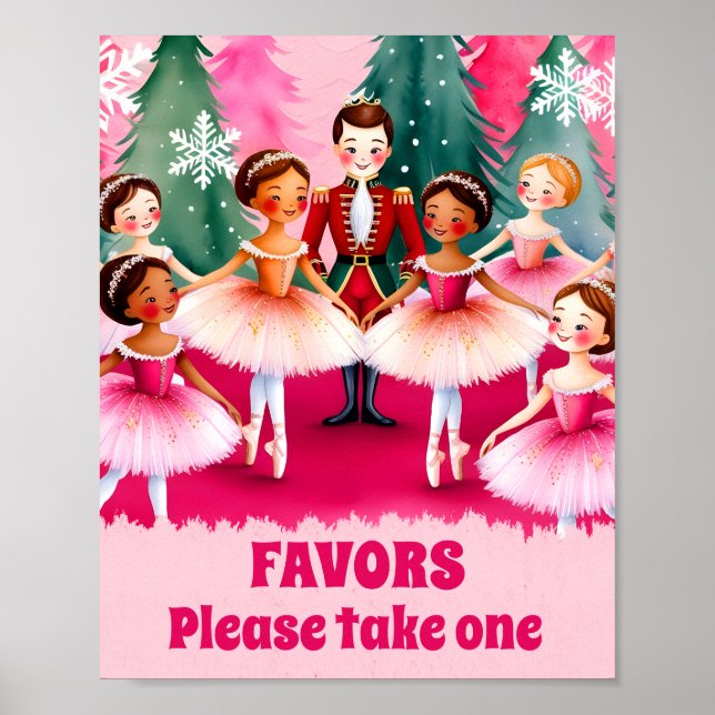 Poster Balé Rosa Nutcracker Aniversário favorece festa (Frente)