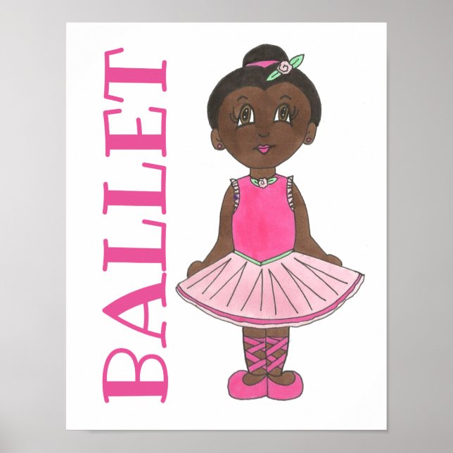 Poster BALÉ Rosa Tutu Girl Ballerina Dance Studio (Frente)