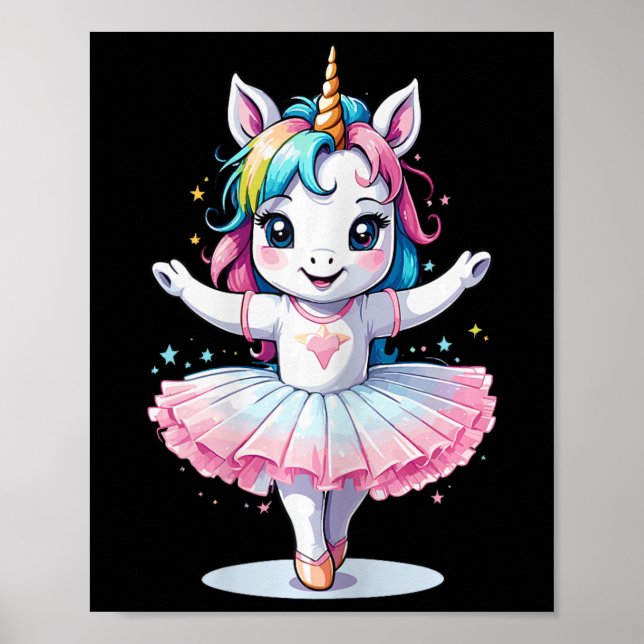 Poster Balé Único E Moderno Da Unicórnio E Ballerin (Frente)