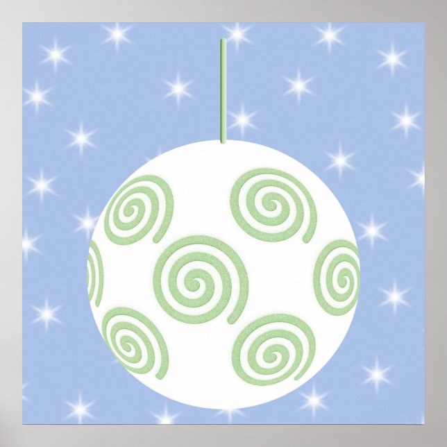 Póster Baleado de Natal Branco e Verde. No Starry Blue. (Frente)