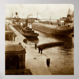 Poster Baleback no Soo Locks, Sault Ste. Marie, MI