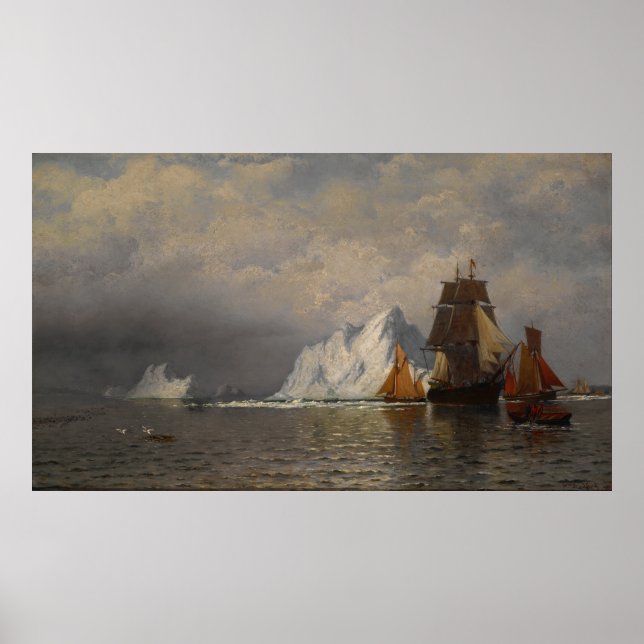 Poster Baleeiro e navios de pesca próximos da costa do La (Frente)