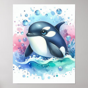 Poster Baleia Aquarela