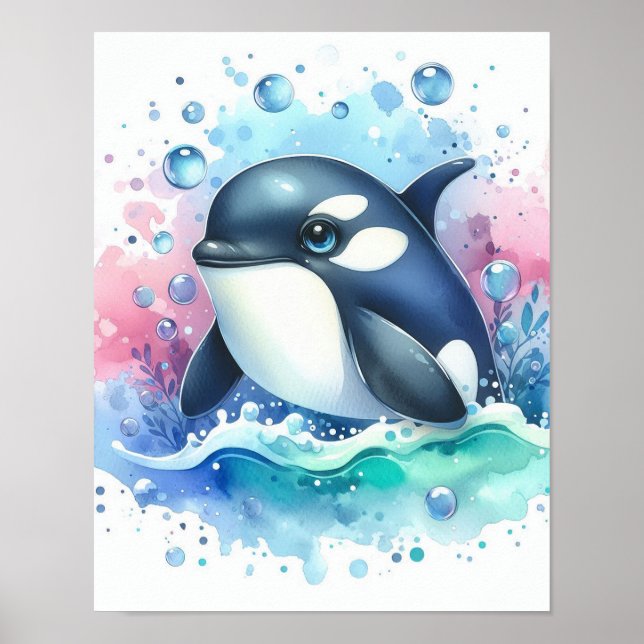 Poster Baleia Aquarela (Frente)