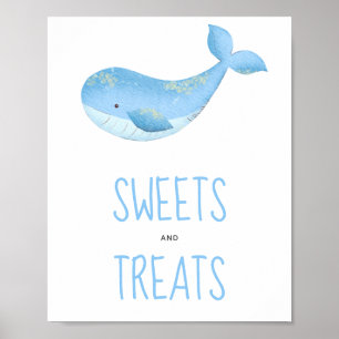 Poster Baleia aquarela - banner de doces e guloseimas