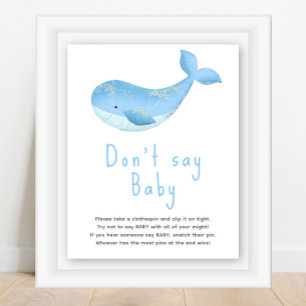 Poster Baleia aquarela - Não diga bebê