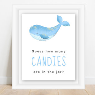 Poster Baleia aquarela - Quantos doces estão no pote