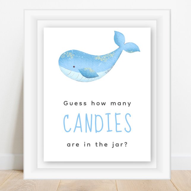 Poster Baleia aquarela - Quantos doces estão no pote (Criador carregado)
