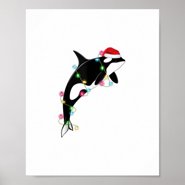 Poster Baleia Assassina de Orca Engraçada Santa Hábito Ma (Frente)