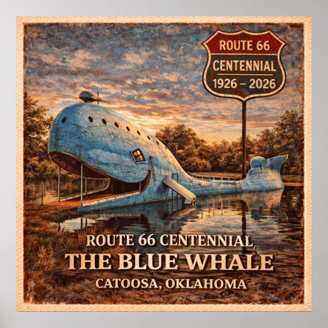 Poster Baleia Azul Catoosa Centenário de Oklahoma (Frente)