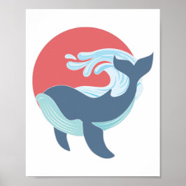 Poster baleia azul-natação