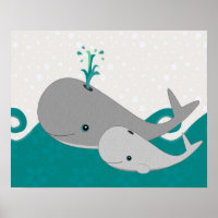 Baleia-bebê de Cinza bonita no desenho das ondas