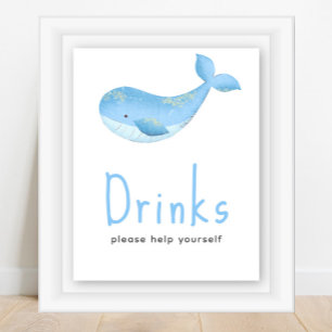 Poster Baleia de aquarela - Bebidas