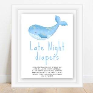 Poster Baleia de aquarela - Fraldas de madrugada