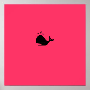 Póster Baleia de Glow_black-on-red do oceano